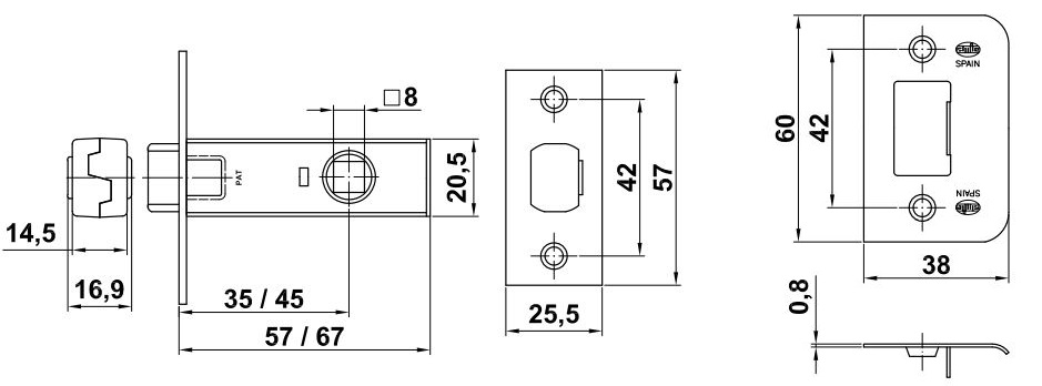 Picaporte tubular